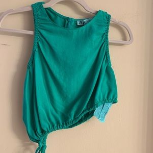 Green Zara cropped top